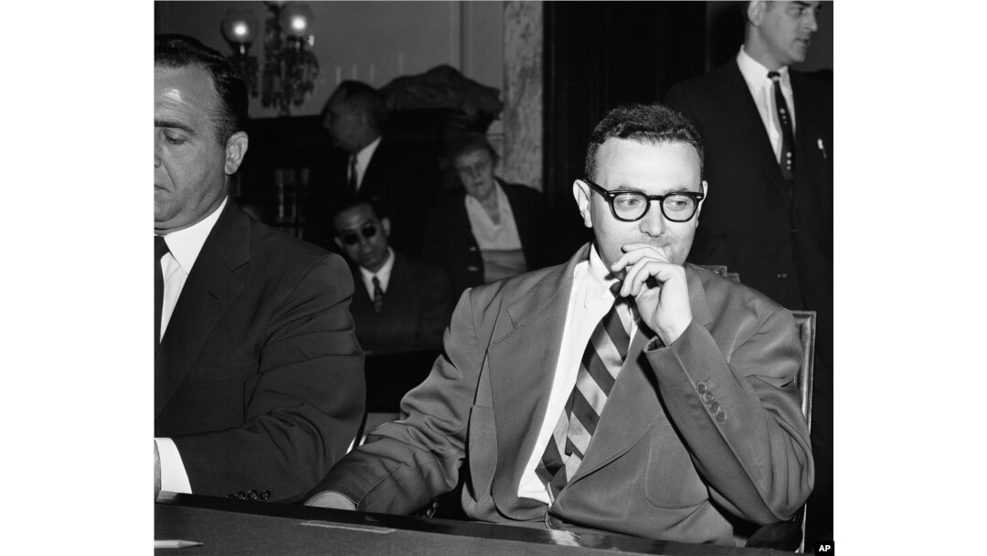 David Greenglass, serving a 15-year term for espionage, attends the Senate Internal Security subcommittee, probing the use of American citizens for Russian intelligence purposes, April 26, 1956, in Washington.