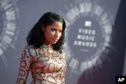 Nicki Minaj arrives at the MTV Video Music Awards at The Forum on Aug. 24, 2014, in Inglewood, Calif.