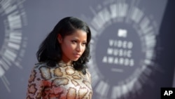 Nicki Minaj arrives at the MTV Video Music Awards at The Forum on Aug. 24, 2014, in Inglewood, Calif.