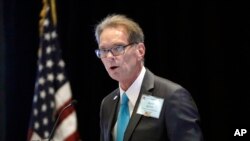 Republican National Committee National Committeeman Jeff Kent leads a session of the standing committee on rules at the Republican National Committee summer meeting, Aug. 24, 2017, in Nashville, Tennessee.