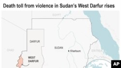FILE - Map of Sudan and West Darfur.