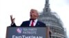 Republican presidential candidate Donald Trump speaks at a rally organized by Tea Party Patriots in on Capitol Hill in Washington, Sept. 9, 2015, to oppose the Iran nuclear agreement. 