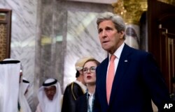 U.S. Secretary of State John Kerry is seen at the Diriyah Palace during the Gulf Cooperation Council Summit in Riyadh, Saudi Arabia, April 21, 2016.