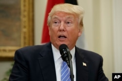 President Donald Trump in the Roosevelt Room of the White House in Washington, Wednesday, May 3, 2017