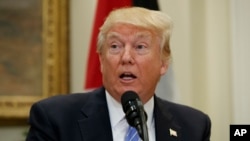 President Donald Trump in the Roosevelt Room of the White House in Washington, Wednesday, May 3, 2017