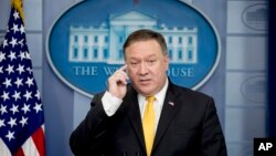 Secretary of State Mike Pompeo speaks at a news conference on North Korea in the briefing room at the White House, June 7, 2018, in Washington.