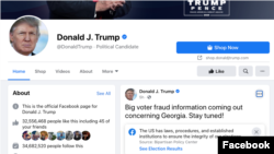 Tài khoản cá nhân của Tổng thống Donald Trump trên in Facebook