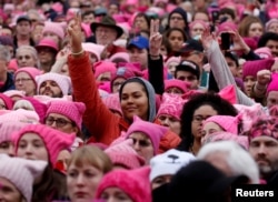 People gather for the Women's March in Washington U.S., Jan. 21, 2017.