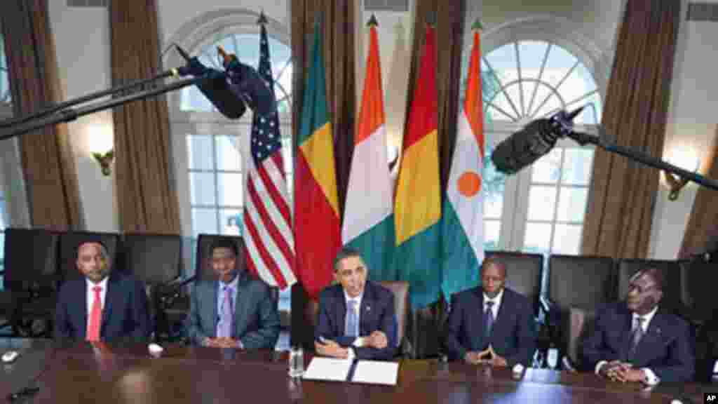 Rais Obama akikutana na marais kadha wa Afrika wakati wa mkutano mkuu wa marais mjini Washington.
