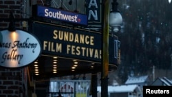 The marque on the Egyptian Theatre is pictured before the opening day of the Sundance Film Festival in Park City, Utah, Jan. 21, 2015. 
