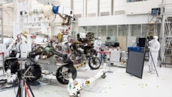 The Mars rover, now named Perseverance, at the Jet Propulsion Laboratory in Pasadena, CA, July 23, 2019