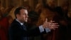 French President Emmanuel Macron speaks at the Elysee Palace in Paris, March 26, 2018.