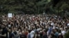 Protesters including students attend a rally against a Russian lawmaker's visit, outside Tbilisi State University in Tbilisi, Georgia June 21, 2019.