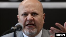 El fiscal de la CPI, Karim Khan, durante una rueda de prensa en Colombia. [Foto de archivo]