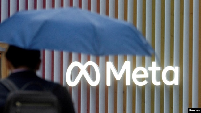 FILE - Logo of Meta Platforms is seen in Davos