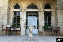 FILE - This picture shows the entrance of the historical Palmyra hotel in the eastern Lebanese city of Baalbek on Oct. 19, 2024.