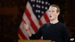 El CEO de Facebook, Mark Zuckerberg, en la Universidad Georgetown. Washington, el 17 de octubre de 2019.