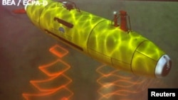 Gambar simulasi komputer penggunaan sonar untuk mendeteksi keberadaan kapal selam di bawah laut (foto: ilustrasi). 