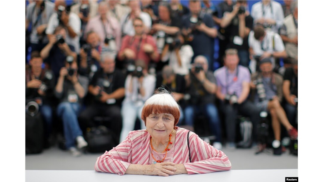 Director Agnes Varda poses at a photocall at the 70th Cannes Film Festival, Cannes, France, May 19, 2017.