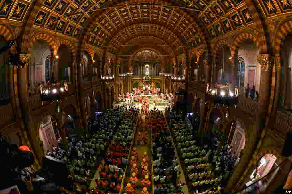 Pope Francis leads a Holy Mass at the Assumption Cathedral in Bangkok.