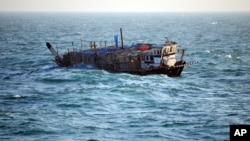 FILE - In this photo provided by the U.S. Navy, an Iran-flagged dhow is shown in the Persian Gulf. (AP)
