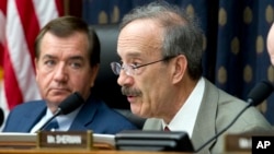 House Foreign Affairs Committee's ranking member Rep. Eliot Engel, D-N.Y., speaks during a hearing on Iran at Capitol Hill in Washington, Oct. 11, 2017. At left House Foreign Affairs Committee Chairman Rep. Ed Royce.