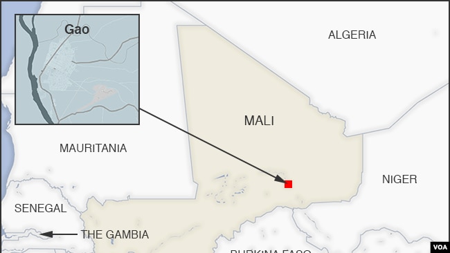 FILE - Map of Gao, Mali