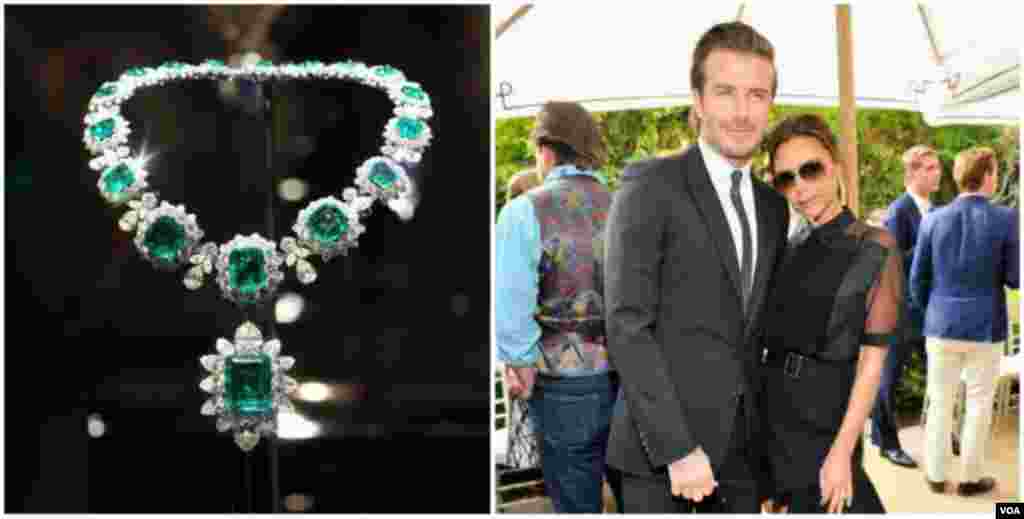 Victoria Beckham recebeu de presente de dia dos namorados do marido, David, um colar da Bvlgari no valor de 8 milhões de dólares.