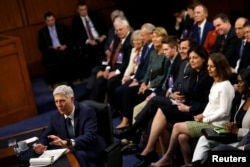 Supreme Court nominee Neil Gorsuch testifies before the Senate Judiciary Committee at his confirmation hearing on Capitol Hill in Washington, March 22, 2017. Democrats still have concerns about Gorsuch's judicial philosophy, while Rebublicans see him as a mainstream judge with universal respect.