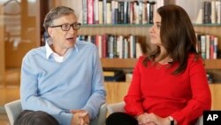Microsoft co-founder Bill Gates and his wife Melinda take part in an interview with The Associated Press in Kirkland, Wash., Feb. 1, 2018.