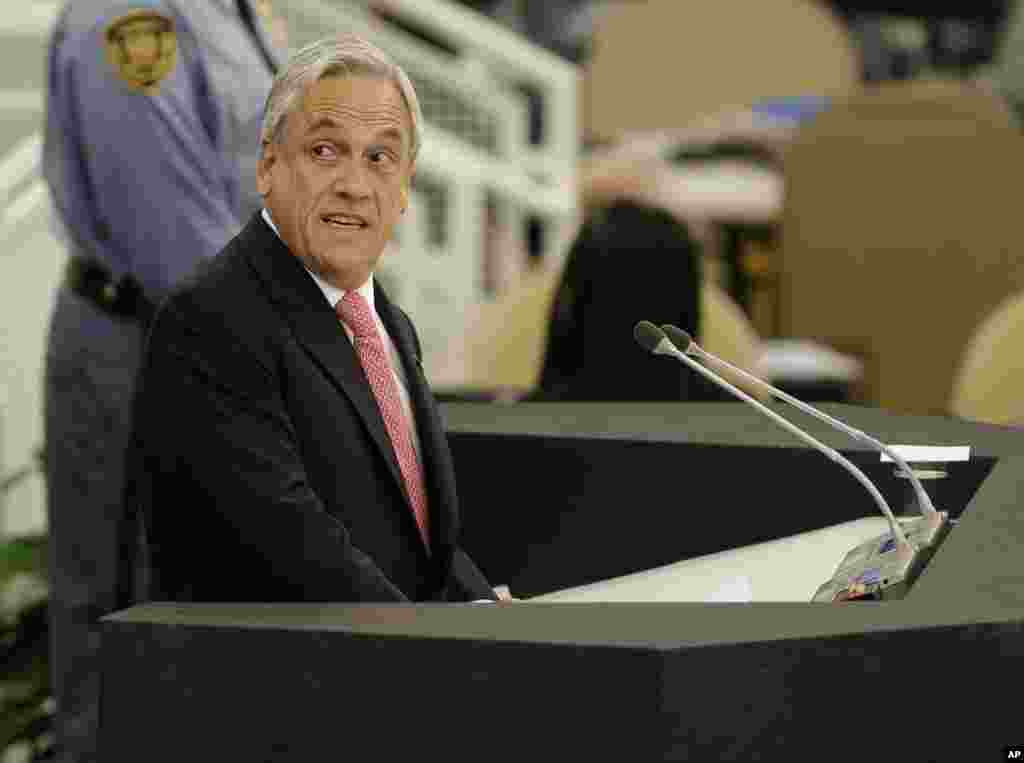 El presidente de Chile, Sebastian Piñeira durante su discurso reiteró su interés de integrar el consejo de seguridad de la ONU.