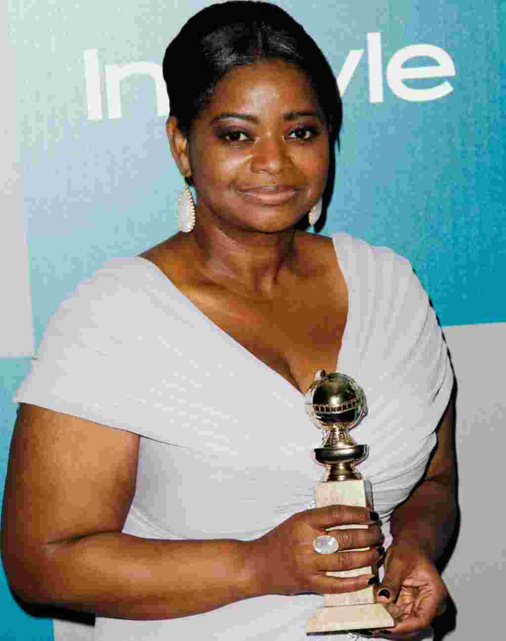 Octavia Spencer arrives at the 2012 Warner Bros. and InStyle Golden Globe After Party at the Beverly Hilton in Los Angeles on January 15, 2012. She won Best Performance by an Actress in a Supporting Role in a Motion Picture for "The Help." (AP)