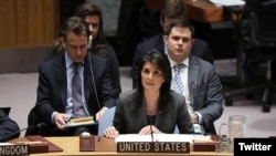Nikki Haley, Ambasaderi wa Reta zunze ubumwe z'Amerika muri ONU.