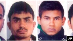 Dua diantara empat pemerkosa beruntun India Mukesh Singh (kiri) dan , Akshay Thakur, Vinay Sharma and Pawan Gupta