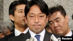 Japan's Defence Minister Itsunori Onodera speaks to reporters at the Defence Ministry in Tokyo February 5, 2013. 