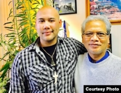 Tony Chhim and his father, Timothy, are pictured at their home in Nanuet, New York, Dec. 16, 2106. (Photo courtesy of Timothy Chhim)