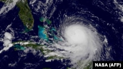 Hurricane Joaquin is shown off the Bahamas, Sept. 30, 2015. The U.S. National Hurricane Center said Hurricane Joaquin is headed toward the Bahamas with powerful winds and torrential rain.