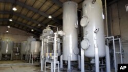 FILE - This Oct. 27, 2004, file photo shows the interior of the Arak heavy water production facility in Arak, located southwest of Tehran, Iran.