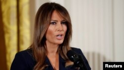 First lady Melania Trump underwent a surgical procedure, May 14, 2018, to treat a benign kidney condition at Walter Reed National Military Medical Center in Bethesda, Maryland.