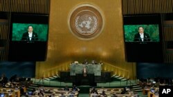 North Korea Minister for Foreign Affairs Ri Yong Ho speaks during the 72nd session of the United Nations General Assembly at the U.N. headquarters, Sept. 23, 2017.