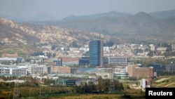 FILE - The inter-Korean Kaesong Industrial Complex is seen across the demilitarized zone (DMZ) separating North Korea from South Korea in this picture taken from Dora observatory in Paju, 55 kilometers north of Seoul.