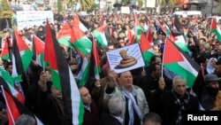 巴勒斯坦人1月19日抗議示威活動。