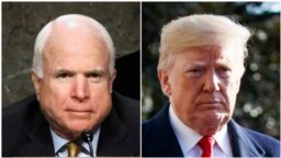 Ảnh ghép ông McCain và Tổng thống Trump.