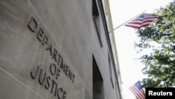 The exterior of the U.S. Department of Justice hea