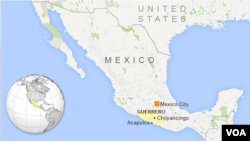 Bản đồ bang Guerrero, Mexico.