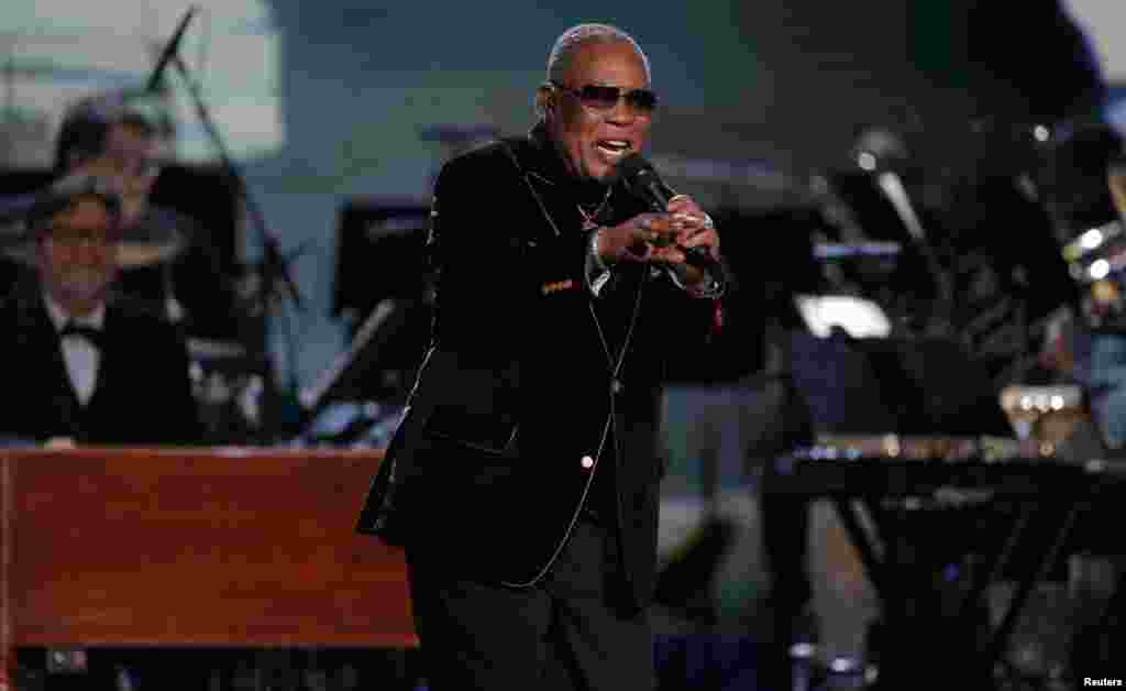 Sam Moore sings "Soul Man" at the "Liberty" Inaugural Ball held for U.S. President Donald Trump and his wife, first lady Melania Trump, in Washington, D.C., Jan. 20, 2017. 