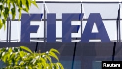 The logo of soccer's international governing body FIFA is seen on its headquarters in Zurich, Switzerland, May 27, 2015. 