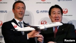 7일 일본항공과 프랑스 에어버스사가 항공기 수주계약을 체결했다.