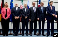 From left to right: Members of P5+1 group involved in negotiating nuclear deal with Iran in Vienna, Austria.