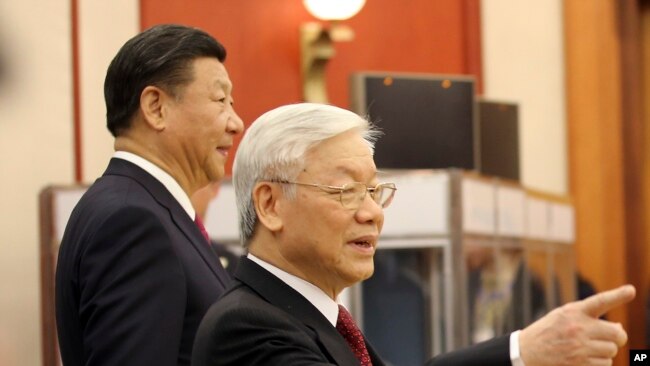 Chủ tịch Trung Quốc Tập Cận Bình và Tổng Bí thư Việt Nam Nguyễn Phú Trọng, tháng 11/2017.